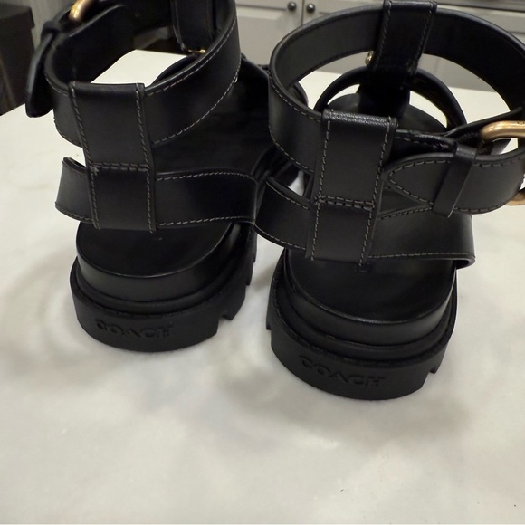 Coach Sculpted C Fisherman Sandals Black Leather Sz 6 NIB - Picture 6 of 12